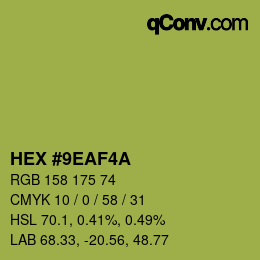 カラーコード: HEX #9EAF4A | qconv.com