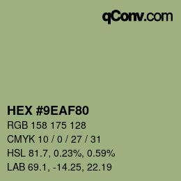 Farbcode: HEX #9EAF80 | qconv.com