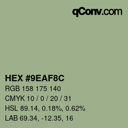 Color code: HEX #9EAF8C | qconv.com