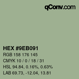 颜色代码: HEX #9EB091 | qconv.com
