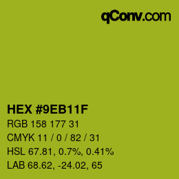 Color code: HEX #9EB11F | qconv.com