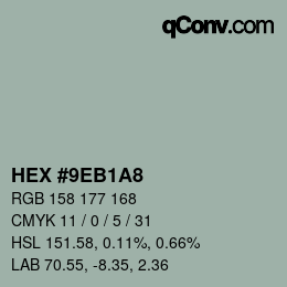 Color code: HEX #9EB1A8 | qconv.com