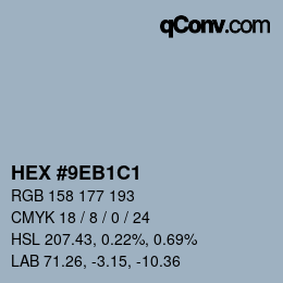 Color code: HEX #9EB1C1 | qconv.com