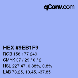 Color code: HEX #9EB1F9 | qconv.com