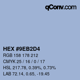 カラーコード: HEX #9EB2D4 | qconv.com