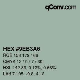 Código de color: HEX #9EB3A6 | qconv.com