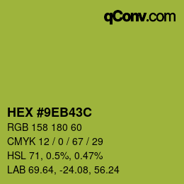颜色代码: HEX #9EB43C | qconv.com