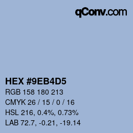 カラーコード: HEX #9EB4D5 | qconv.com