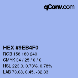 カラーコード: HEX #9EB4F0 | qconv.com
