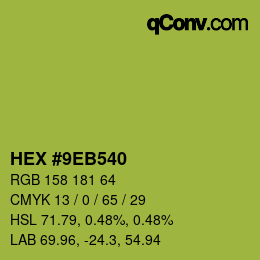 颜色代码: HEX #9EB540 | qconv.com