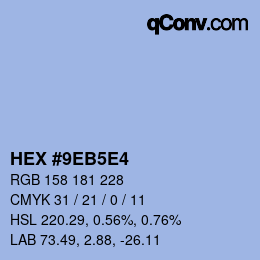 Color code: HEX #9EB5E4 | qconv.com