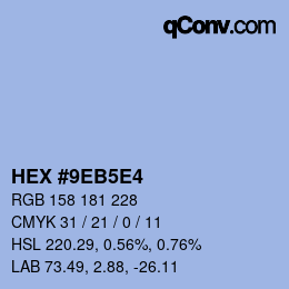 カラーコード: HEX #9EB5E4 | qconv.com