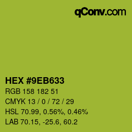 Color code: HEX #9EB633 | qconv.com