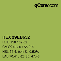 カラーコード: HEX #9EB652 | qconv.com