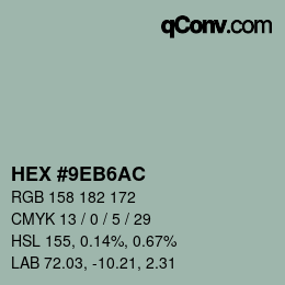 Color code: HEX #9EB6AC | qconv.com