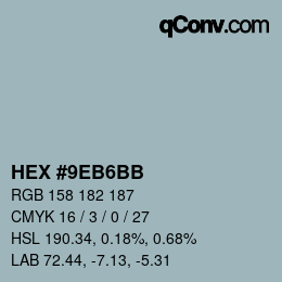 Color code: HEX #9EB6BB | qconv.com