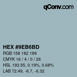 Color code: HEX #9EB6BD | qconv.com