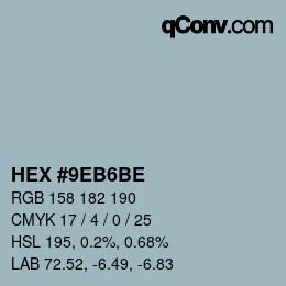 Color code: HEX #9EB6BE | qconv.com