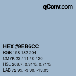 颜色代码: HEX #9EB6CC | qconv.com