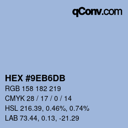 カラーコード: HEX #9EB6DB | qconv.com