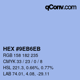 Color code: HEX #9EB6EB | qconv.com