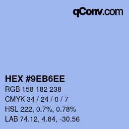 カラーコード: HEX #9EB6EE | qconv.com