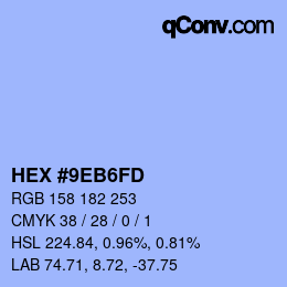 カラーコード: HEX #9EB6FD | qconv.com