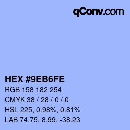 カラーコード: HEX #9EB6FE | qconv.com