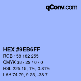 カラーコード: HEX #9EB6FF | qconv.com