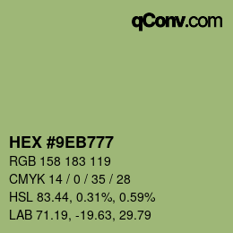 カラーコード: HEX #9EB777 | qconv.com