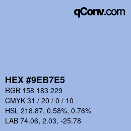 Color code: HEX #9EB7E5 | qconv.com