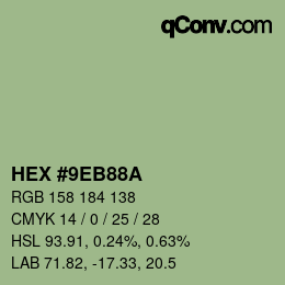Farbcode: HEX #9EB88A | qconv.com