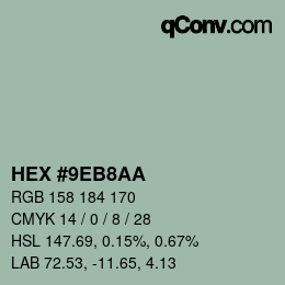 Código de color: HEX #9EB8AA | qconv.com