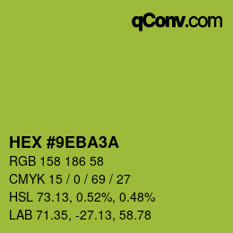 Color code: HEX #9EBA3A | qconv.com