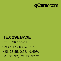 カラーコード: HEX #9EBA3E | qconv.com