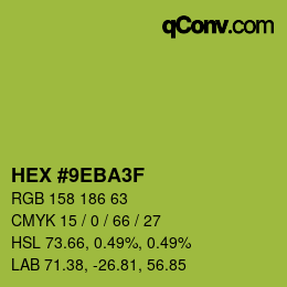 カラーコード: HEX #9EBA3F | qconv.com