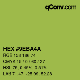 颜色代码: HEX #9EBA4A | qconv.com
