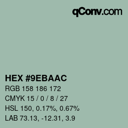 Color code: HEX #9EBAAC | qconv.com