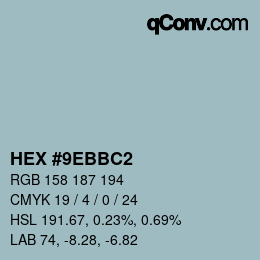 Código de color: HEX #9EBBC2 | qconv.com