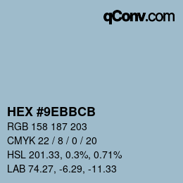 Color code: HEX #9EBBCB | qconv.com