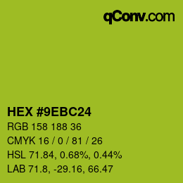 Color code: HEX #9EBC24 | qconv.com