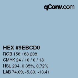 颜色代码: HEX #9EBCD0 | qconv.com