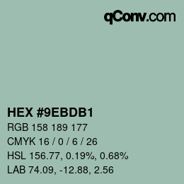 Código de color: HEX #9EBDB1 | qconv.com