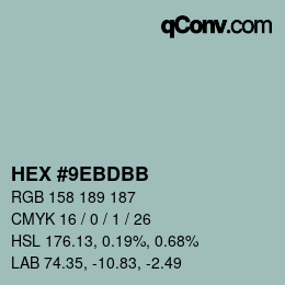 Color code: HEX #9EBDBB | qconv.com