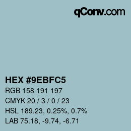 Color code: HEX #9EBFC5 | qconv.com