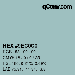 カラーコード: HEX #9EC0C0 | qconv.com