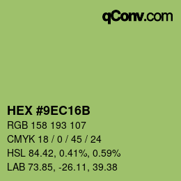Color code: HEX #9EC16B | qconv.com