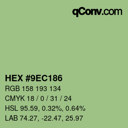 Farbcode: HEX #9EC186 | qconv.com
