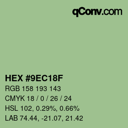 カラーコード: HEX #9EC18F | qconv.com