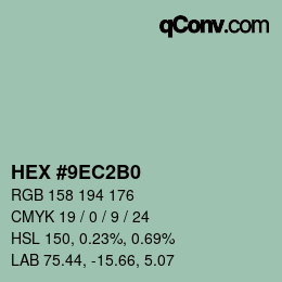 カラーコード: HEX #9EC2B0 | qconv.com